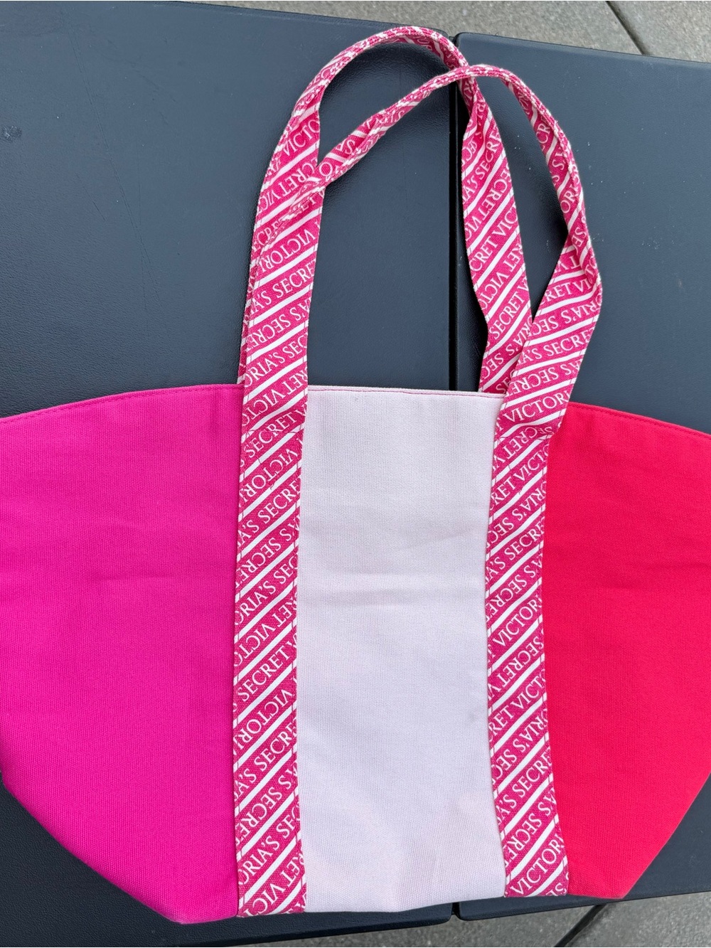 Victoria Secret Pink and Hot Pink Colorblock Tote Bag
